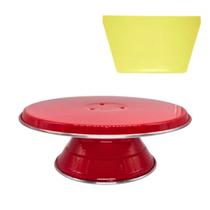 Kit Bailarina Giratória N30 Confeitar Bolos Vermelho Espátula Raspadora e Alisadora de Bolos N1