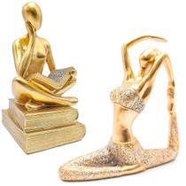 Kit Bailarina Yoga Pensadora Estátua Decorativa Rack Estante Balé Estudante Trabalho Casa Decoração - Kit Bailarina Yoga Pensadora Estátua Decorativa Rack Estante Balé Estudante Trabalho Casa Decoração -