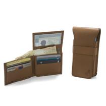 Kit Bainha Capa Protetora Celular Passador Para Cinto e Carteira Em L Couro Cartao Documentos