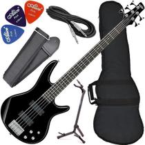 Kit Baixo Ibanez 5 Cordas Ativo Gsr 205 Preto + Acessórios