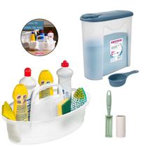 Kit Balaio Cesto Oval 6l Porta Sabão Em Pó 1Kg Dosador Rolo Adesivo Plástico Casa Lavanderia - Sanremo Kit Balaio Cesto Oval 6l Porta Sabão Em Pó 1Kg Dosador Rolo Adesivo Plástico Casa Lavanderia - Sanremo