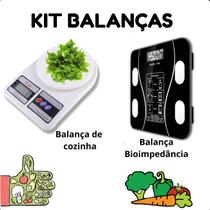 Kit Balança Banheiro 180kg + Balança Cozinha Digital 10kg Alta Precisão e Compacta
