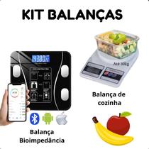 Kit Balança Banheiro 180kg + Balança Cozinha Digital 10kg de Alta Qualidade