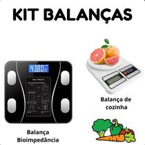 Kit Balança Banheiro 180kg + Balança Cozinha Digital 10kg Perfeita para Todos