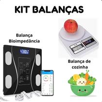 Kit Balança Banheiro 180kg + Cozinha Digital 10kg Super Prático