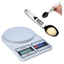 Kit Balança Digital Cozinha 10Kg E Colher 500G Alta Precisão