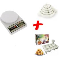 Kit Balança Digital Fábrica De Coxinha Forma Para Pastel