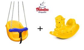 KIT Balanço bebê INFANTIL amarelo + Gangorra Cavalinho INFANTIL Amarela - Valentina Brinquedos