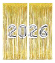 Kit Balão 2026 + 2 Cortinas 2x1m Metalizada Prata Ou Dourado Kit Balão 2026 + 2 Cortinas 2x1m Metalizada Prata Ou Dourado