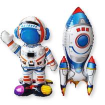 Kit Balão Astronauta Foguete Metalizado Grande - 5 Unid