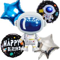 Kit Balão Astronauta Gigante 75cm +2 Balão Astronauta Redondo 45cm +2 Balão Estrelas 45cm, Kit 5 pçs Festa Astronauta Kit Balão Astronauta Gigante 75cm +2 Balão Astronauta Redondo 45cm +2 Balão Estrelas 45cm, Kit 5 pçs Festa Astronauta