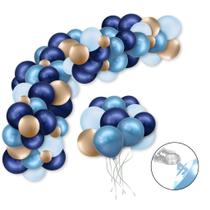 Kit Balão Azul e Dourado Bexiga Azule Dourado Arco Desconstruído Azul e Dourado - Fácil De Montar Kit Balão Azul e Dourado Bexiga Azule Dourado Arco Desconstruído Azul e Dourado - Fácil De Montar