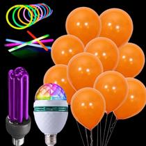 Kit Balão Bexiga Lâmpada Espiral e Giratória Neon C/Pulseira