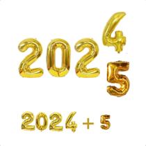 Kit Balão Bexiga Metalizado 2025 Dourado Ano Novo Reveillon Kit Balão Bexiga Metalizado 2025 Dourado Ano Novo Reveillon