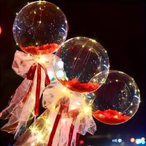 Kit Balão Bubble Transparente com Pétalas Decoração Festa Casamento