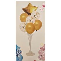 kit balão buque 7 peças c/base plástica festa cor ouro kit balão buque 7 peças c/base plástica festa cor ouro