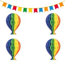 Kit Balão Colmeia Decoração de Junina Origami 4 Peças 25cm