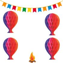 Kit Balão Colmeia Decoração Junina Color Origami 4 Peças 30cm