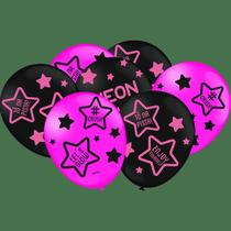 Kit Balão de Festa Neon Rosa Cítrico 9 Polegadas Personalizado - 25 Unidades