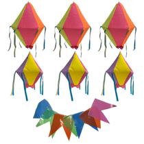 KIT Balão junino 3 pequenos 3 médios 10m bandeirolas