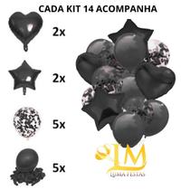 Kit Balão Metalizado 14 Peças Bexiga e 2 Suportes 7 Hastes