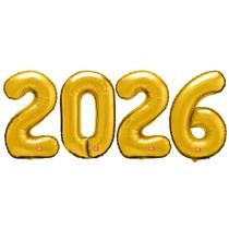 Kit Balão Metalizado 2026 100cm Dourado Festa Ano Novo Reveillon - 1 Unidade - São Roque Kit Balão Metalizado 2026 100cm Dourado Festa Ano Novo Reveillon - 1 Unidade - São Roque