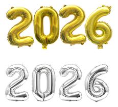 Kit Balão Metalizado 2026 Dourado Ou Prata 32" Decoração Kit Balão Metalizado 2026 Dourado Ou Prata 32" Decoração