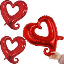 Kit Balão Metalizado Coração Vazado Vermelho 45cm Flutua, Balão Coração, Decoração Dia dos Namorados Romântica