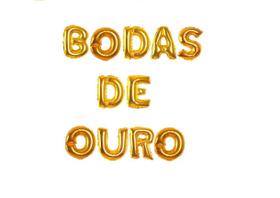 Kit Balão Metalizado Dourado 40Cm Bodas De Ouro 11 Letras