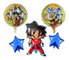 Kit Balão Metalizado Dragon Ball Z Goku 60Cm Com 5 Peças