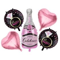 Kit Balão Metalizado Garrafa de Champagne - 5 Unidades Kit Balão Metalizado Garrafa de Champagne - 5 Unidades