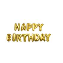 Kit Balão Metalizado Happy Birthday Dourado 40cm 13 letras