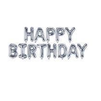 Kit Balão Metalizado Happy Birthday Prata 40cm 13 letras