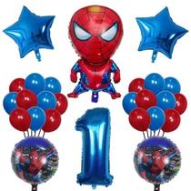 Kit Balão Metalizado Homem Aranha Número 1 Com 26 Peças