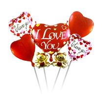 Kit Balão Metalizado I Love You Ursinho 18 Polegadas - 5 Un