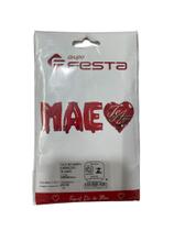Kit Balão Metalizado Mãe Te Amo Coração 45cm Grupo Festa