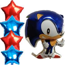 Kit Balão Metalizado Sonic 68 cm + Balões Estrelas Metalizadas 45 cm / Kit para Festa Temática do Sonic Kit Balão Metalizado Sonic 68 cm + Balões Estrelas Metalizadas 45 cm / Kit para Festa Temática do Sonic