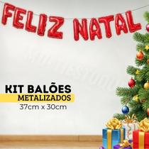 Kit Balão Metalizado Vermelho De 37 Cm - Feliz Natal - 10 Letras para Decoração Kit Balão Metalizado Vermelho De 37 Cm - Feliz Natal - 10 Letras para Decoração