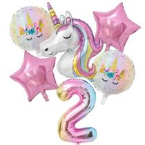 Kit Balão Unicórnio 5 Anos Bexiga Número aniversário menina decoração unicornio