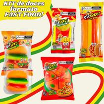 Kit Balas de Gelatina 4 UNIDADES Linha Fast Foods Sabor Tutti Frutti