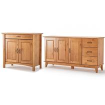 Kit Balcão 3 Portas E Buffet Aparador 100% Madeira Bellina Carvalho