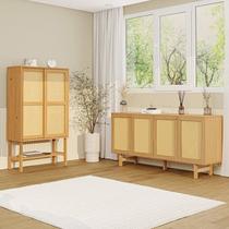 Kit Balcão 4 Portas Rattan com Cristaleira Porta Rattan Magna CabeCasa MadeiraOriginals