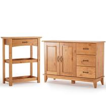 Kit Balcão Buffet 2 Portas e Aparador para Sala 100% Madeira Lotus Carvalho