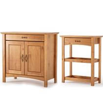 Kit Balcão Buffet 2 Portas e Aparador para Sala 100% Madeira Solare Carvalho