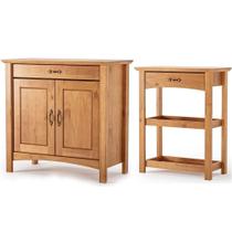 Kit Balcão Buffet 2 Portas E Aparador Para Sala 100% Madeira Solare Carvalho