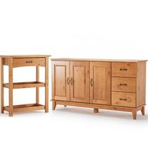 Kit Balcão Buffet 3 Portas e Aparador 100% Madeira Rústica Belaine Carvalho