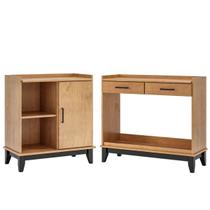Kit Balcão Buffet e Aparador 90 cm 100% Madeira Maciça Noble Carvalho/Preto Kit Balcão Buffet e Aparador 90 cm 100% Madeira Maciça Noble Carvalho/Preto