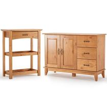 Kit Balcão Buffet e Aparador para Sala 100% Madeira Bella Carvalho Kit Balcão Buffet e Aparador para Sala 100% Madeira Bella Carvalho