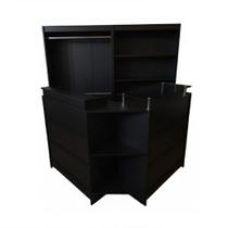 Kit Balcão + Cabideiro + Prateleira Loja 100% Mdf Preto - Suprema Móveis