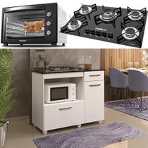 Kit Balcão Com Forno 48 Litros 110v e Fogão Cooktop 5 Bocas